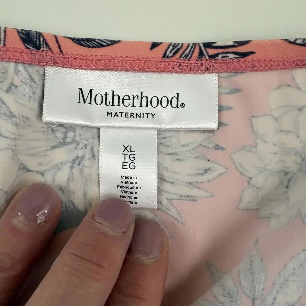 Motherhood Maternity | 2‎ Piece Strappy Tankini Peach Purple Floral Size XL